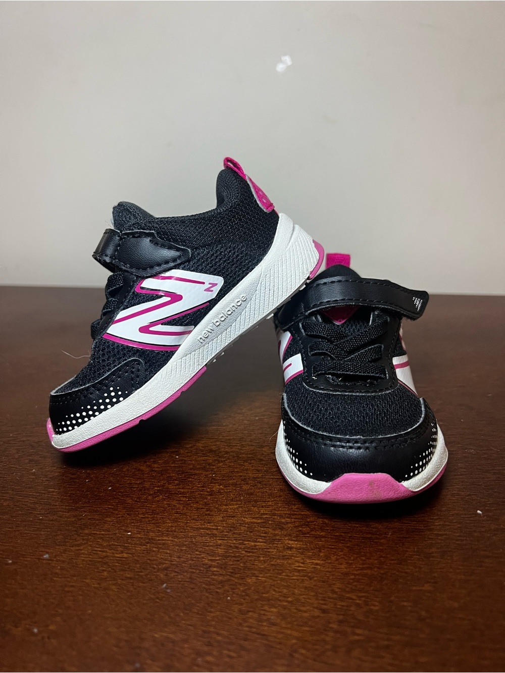 New Balance Kids Black and Pink Sneakers